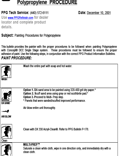 UPF Documents Polypropylene Paint Procedure