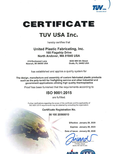 UPF Documents ISO Certification